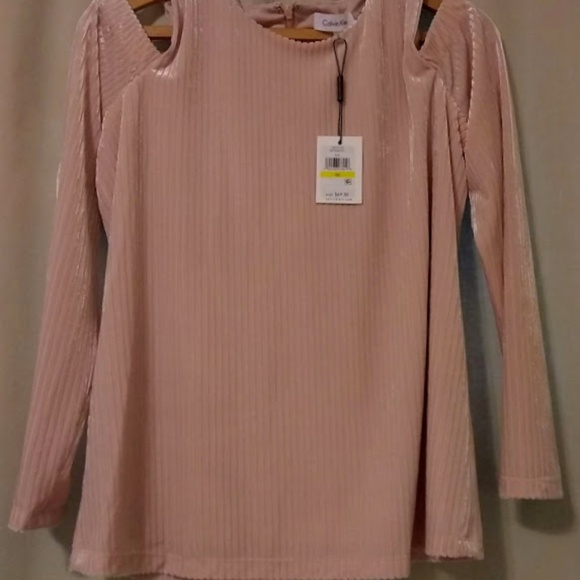 NWT Calvin Klein Cold Shoulder Blush Striped Top - Picture 4 of 5